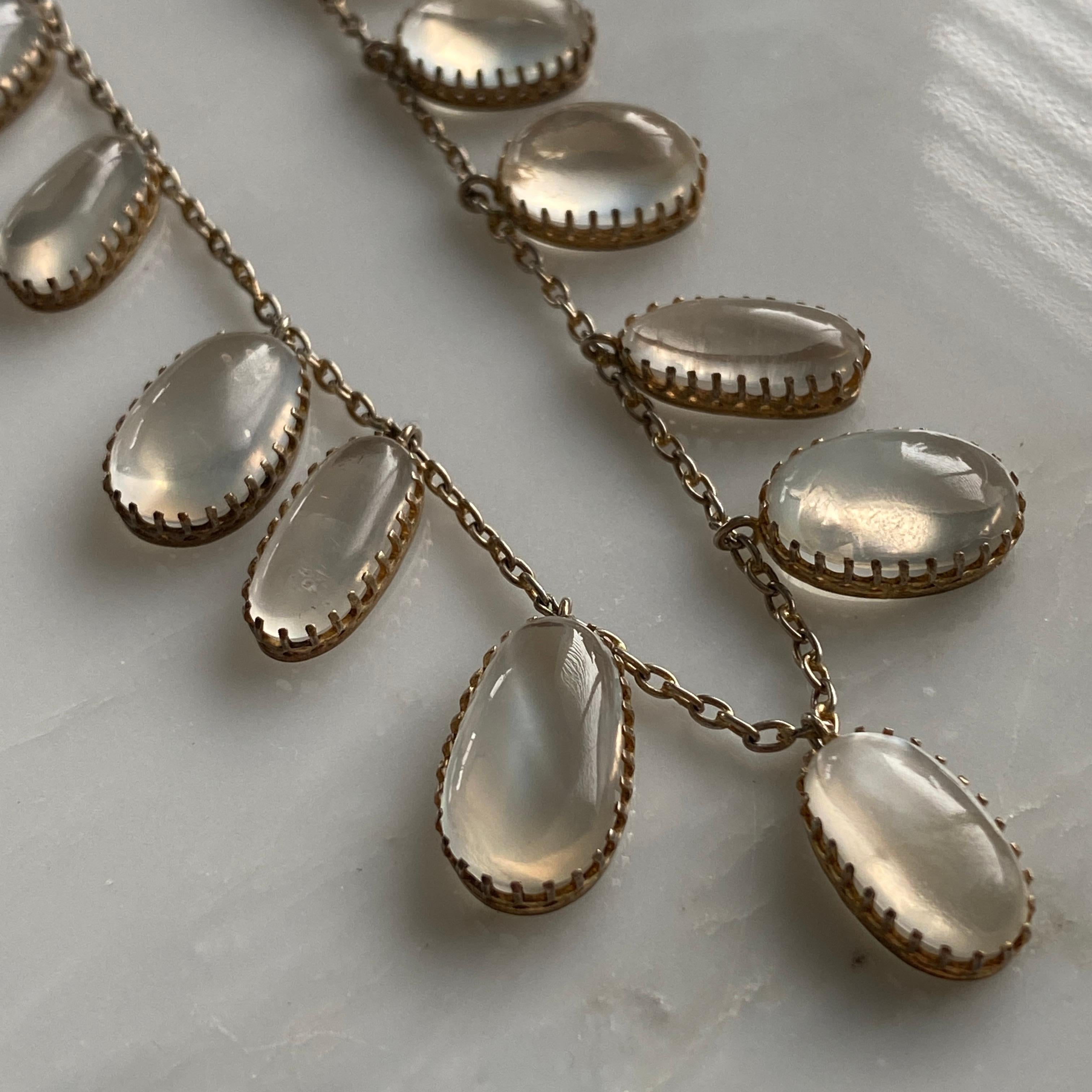 Edwardian Moonstone Silver Festoon Necklace 9