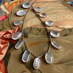 Edwardian Moonstone Silver Festoon Necklace