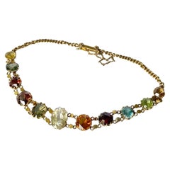 Edwardian Multi-Stone 9 Carat Gold Bracelet