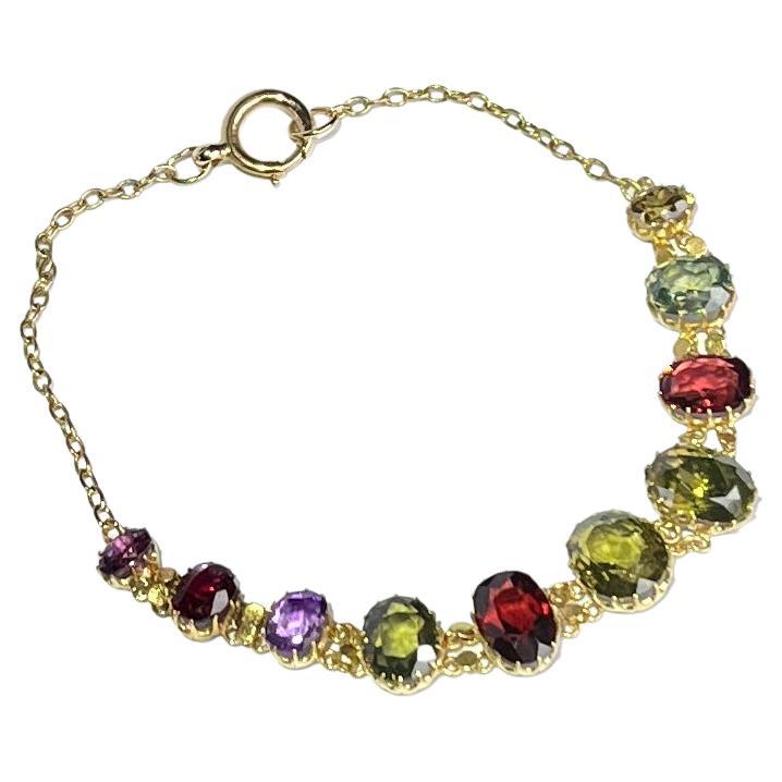 Edwardian Multi-Stone 9 Carat Gold Bracelet