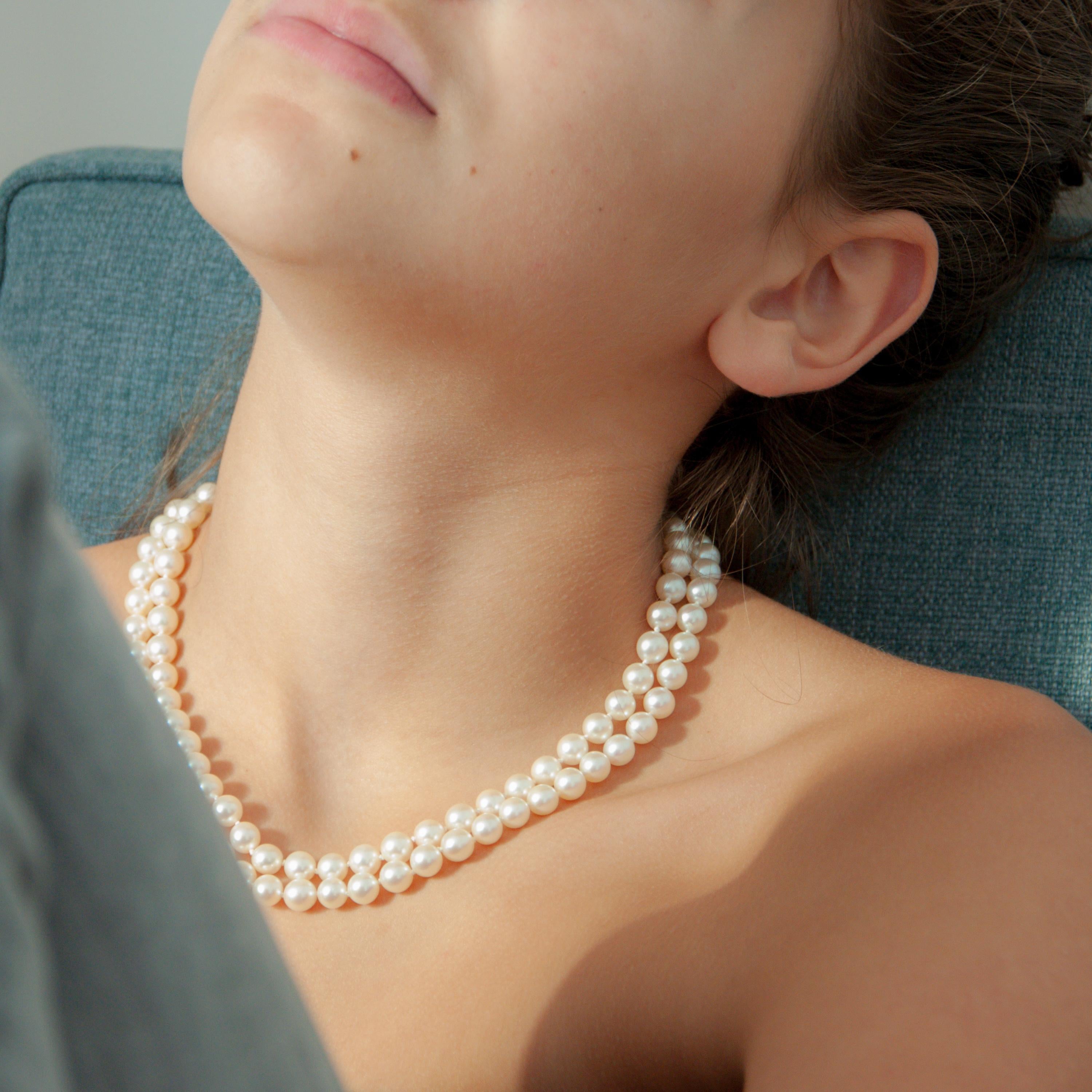 14 Karat Gold Mehrstrangige Perlenkette mit Perlen im Zustand „Gut“ im Angebot in Rotterdam, NL