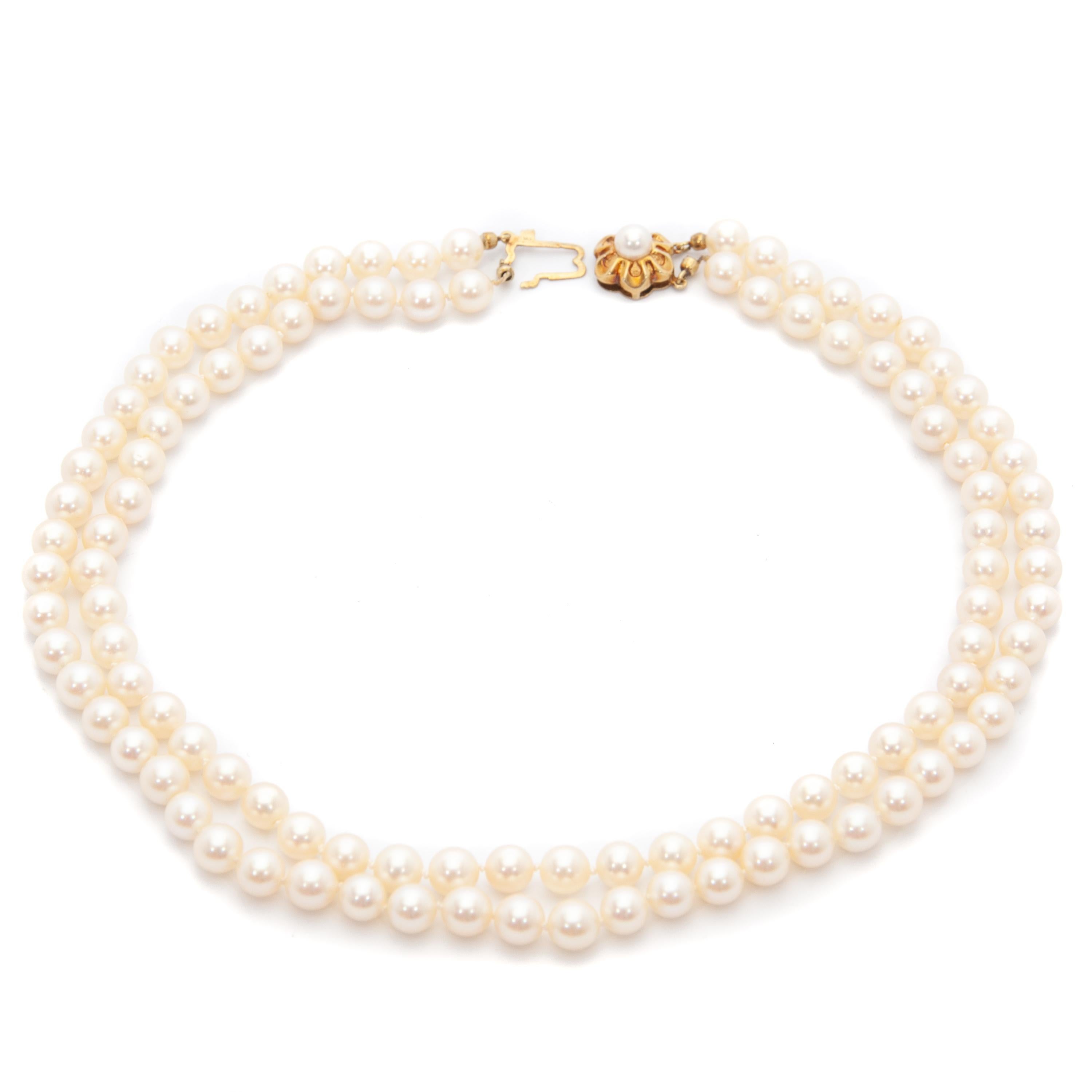 Women's 14K Gold Multi-Strand Beaded Pearl Necklace For Sale