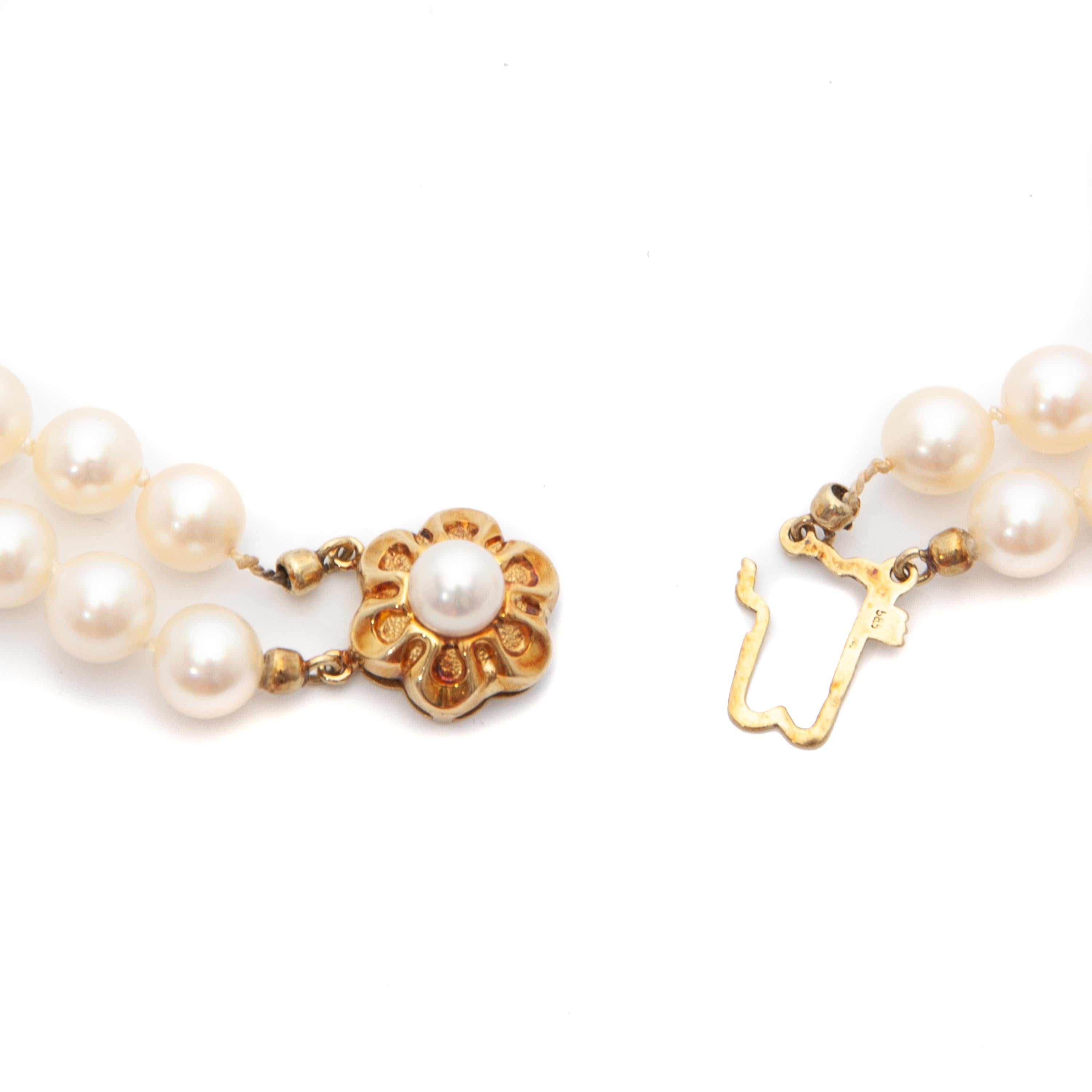 14 Karat Gold Mehrstrangige Perlenkette mit Perlen im Angebot 3