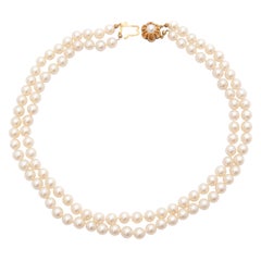 Retro 14K Gold Multi-Strand Beaded Pearl Necklace