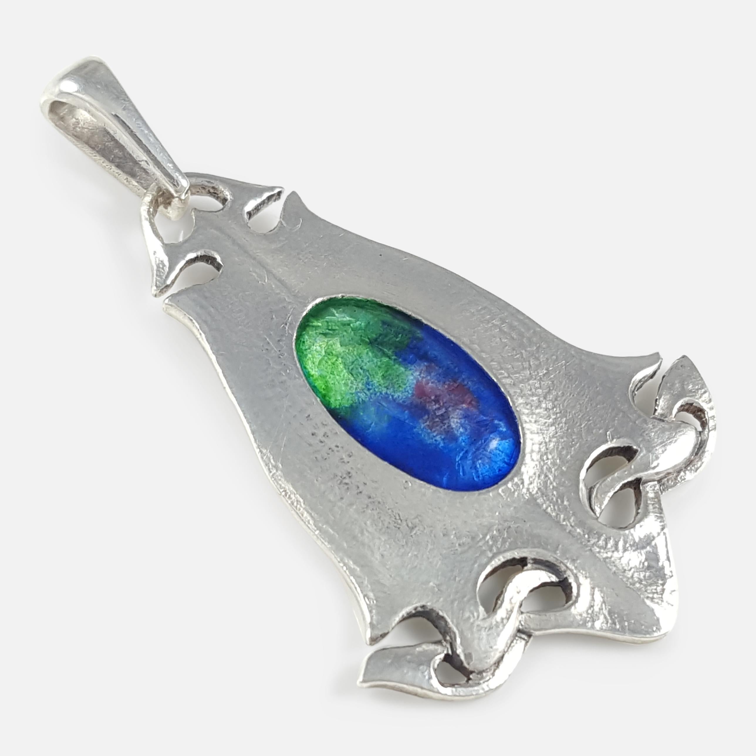 Edwardian Murrle Bennett & Co. Silver and Enamel Pendant In Good Condition In Glasgow, GB