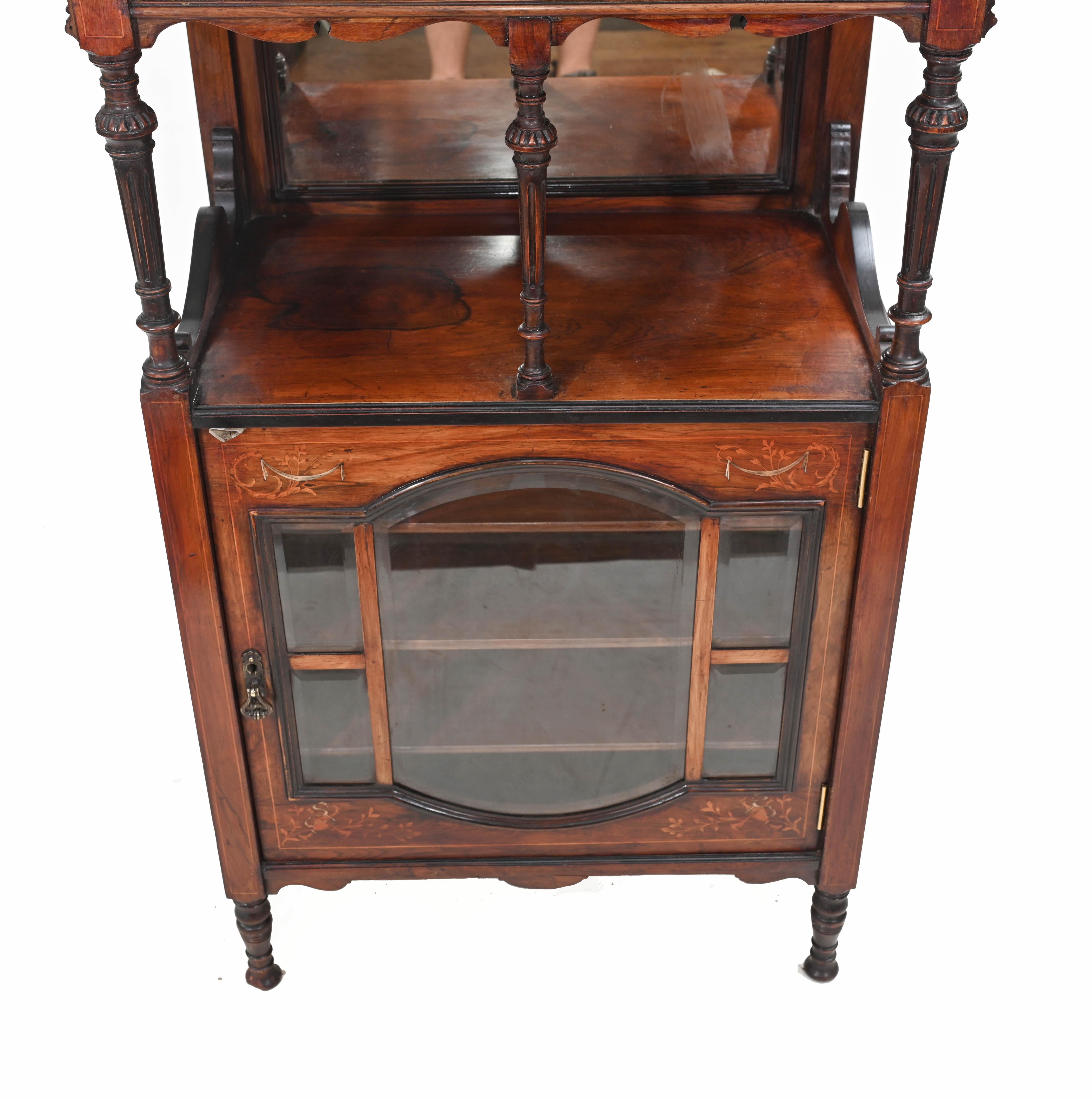 Edwardian Music Cabinet Rosewood 1910 Inlay 4