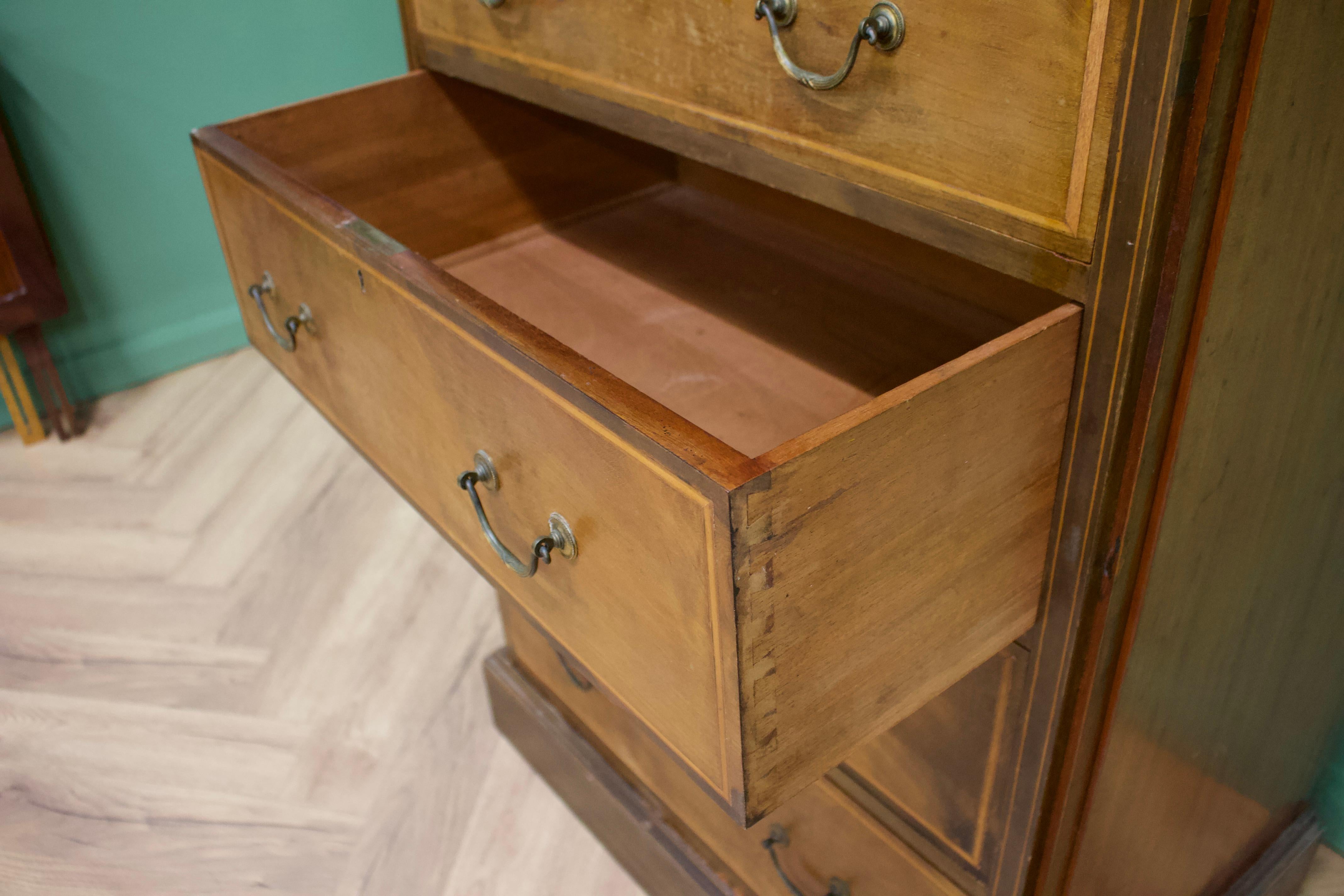 Edwardian Narrow Linen Cabinet or Hall Cupboard, 1910s 1