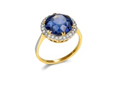 Edwardian Natural Ceylon Sapphire and Diamond Coronet Cluster Ring, circa 1915