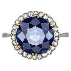 Edwardian Natural Ceylon Sapphire and Diamond Coronet Cluster Ring, circa 1915