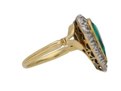 No Oil Edwardian Natural Colombian Emerald and Diamond Cluster Ring, circa 1905