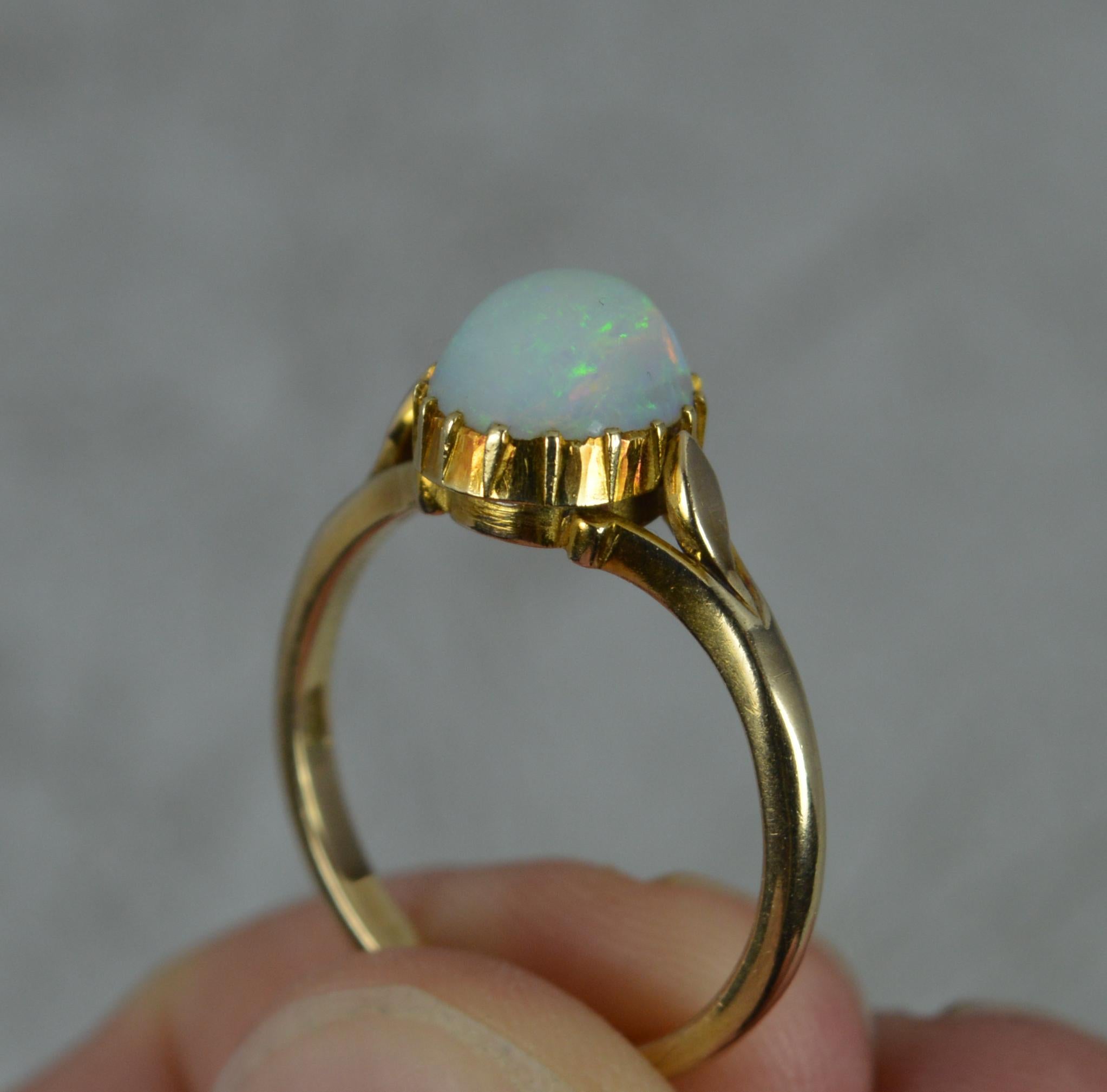 Oval Cut Edwardian Natural Opal and 18ct Yellow Gold Solitaire Ring