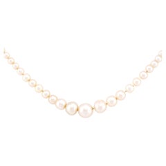 Collana edoardiana di perle naturali in oro giallo 14K