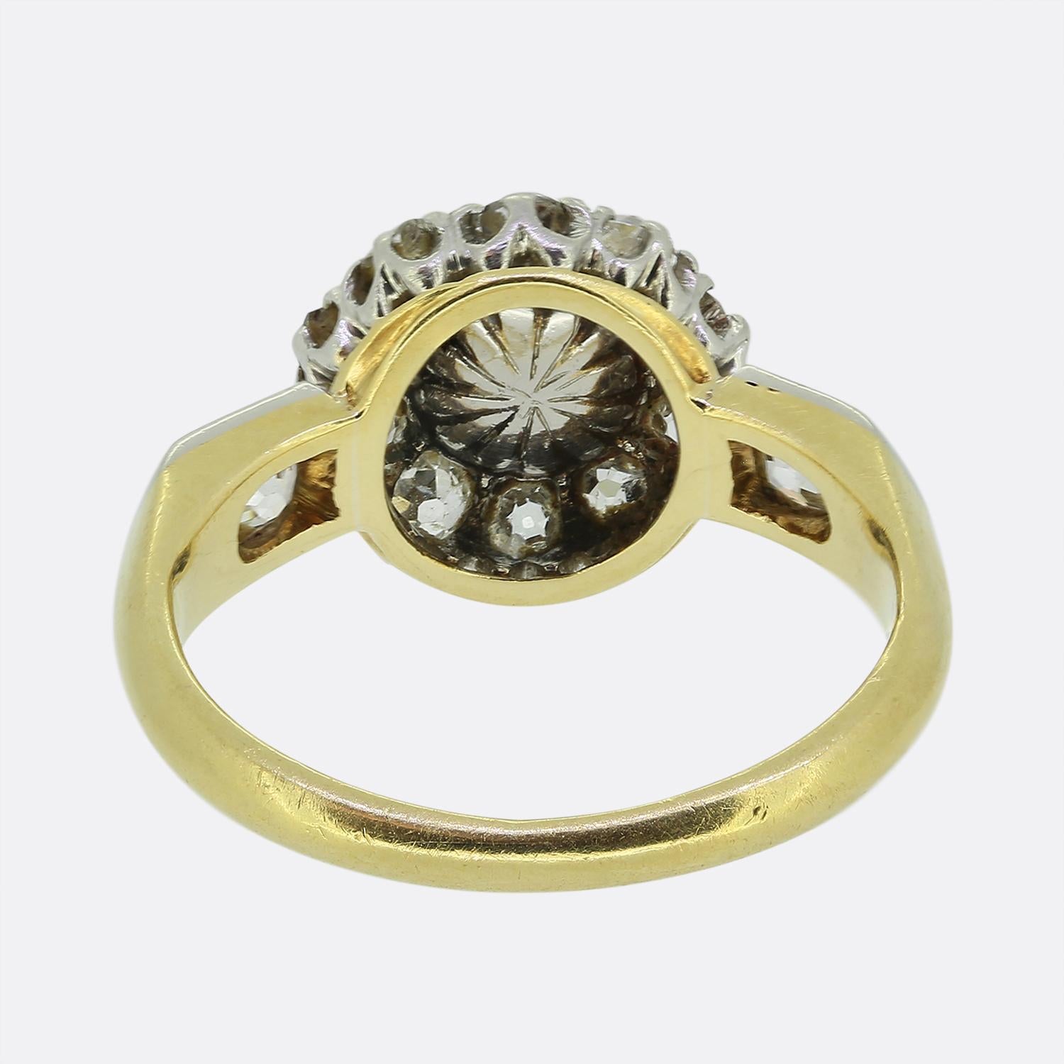 Edwardianischer Naturperlen- und Diamant-Cluster-Ring (Alteuropäischer Brillantschliff) im Angebot