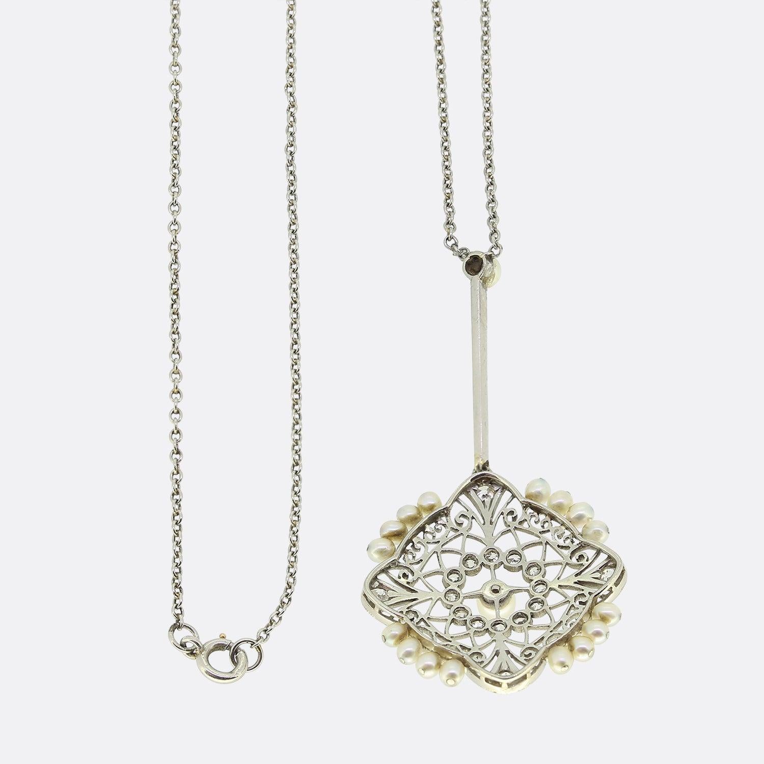 Collar eduardiano de perlas naturales y diamantes Eduardiano en venta
