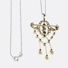 Edwardian Natural Pearl and Diamond Necklace