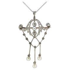 Collar eduardiano de perlas naturales y diamantes