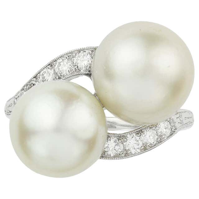 Edwardian Ring Featuring Pearls and Diamonds For Sale at 1stDibs