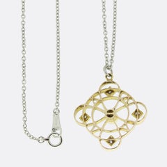 Edwardian Natural Pearl and Diamond Target Necklace