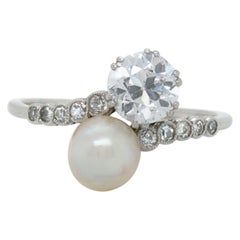 Ring aus edwardianischer Naturperlen und Diamanten, Toi et Moi, ca. 1900er Jahre