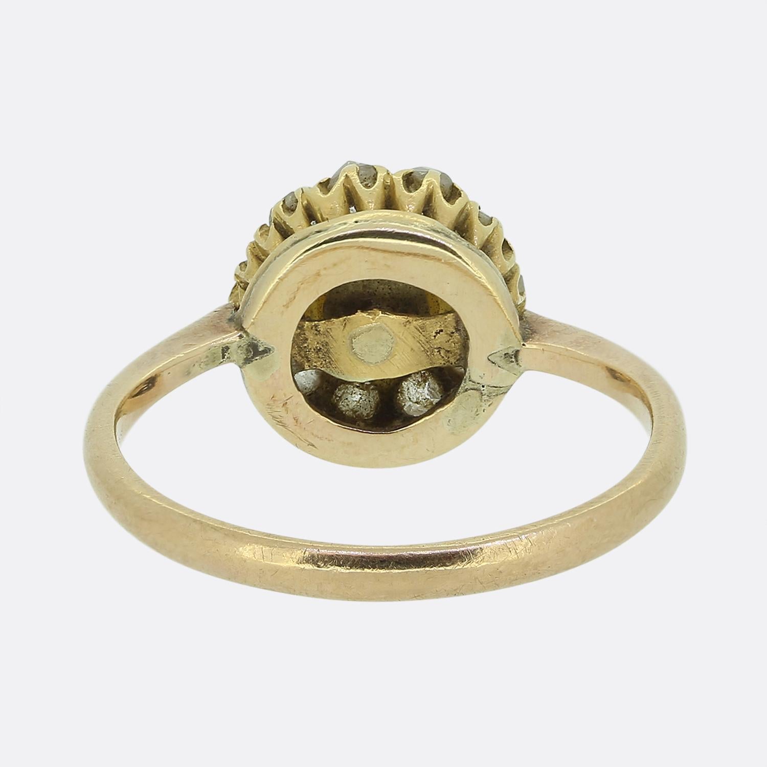 Edwardian Natural Pearl and Old Cut Diamond Ring In Good Condition In London, GB