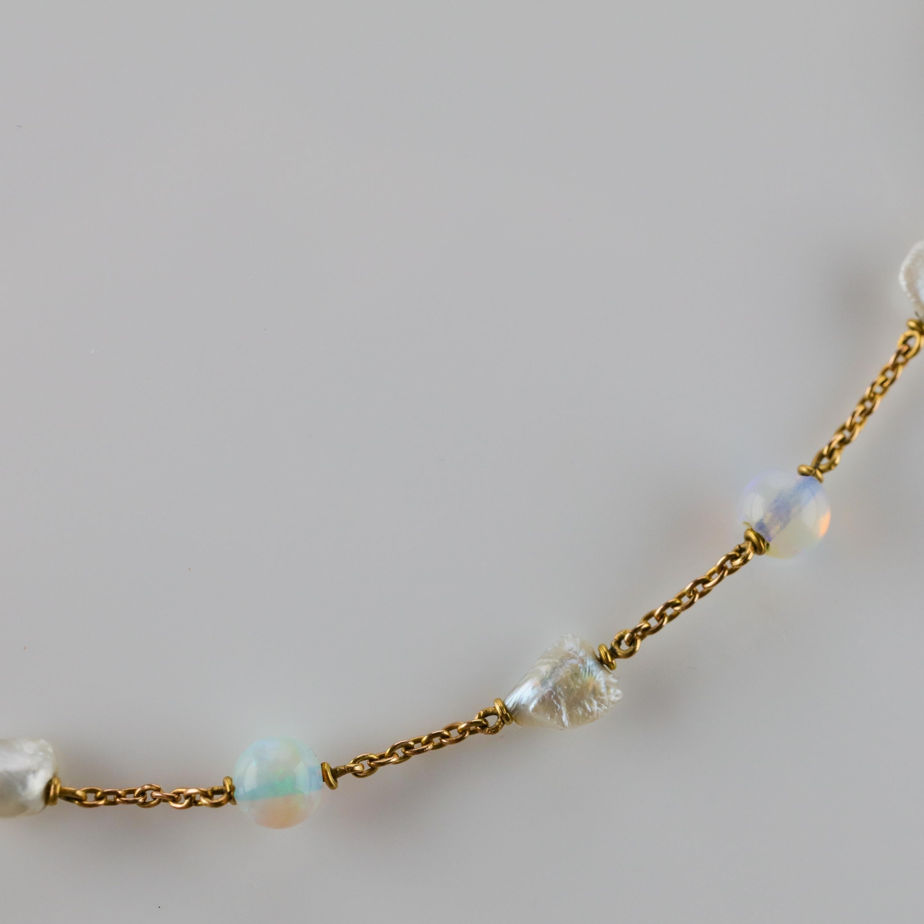 Edwardian Natural Pearl and Opal Necklace 2