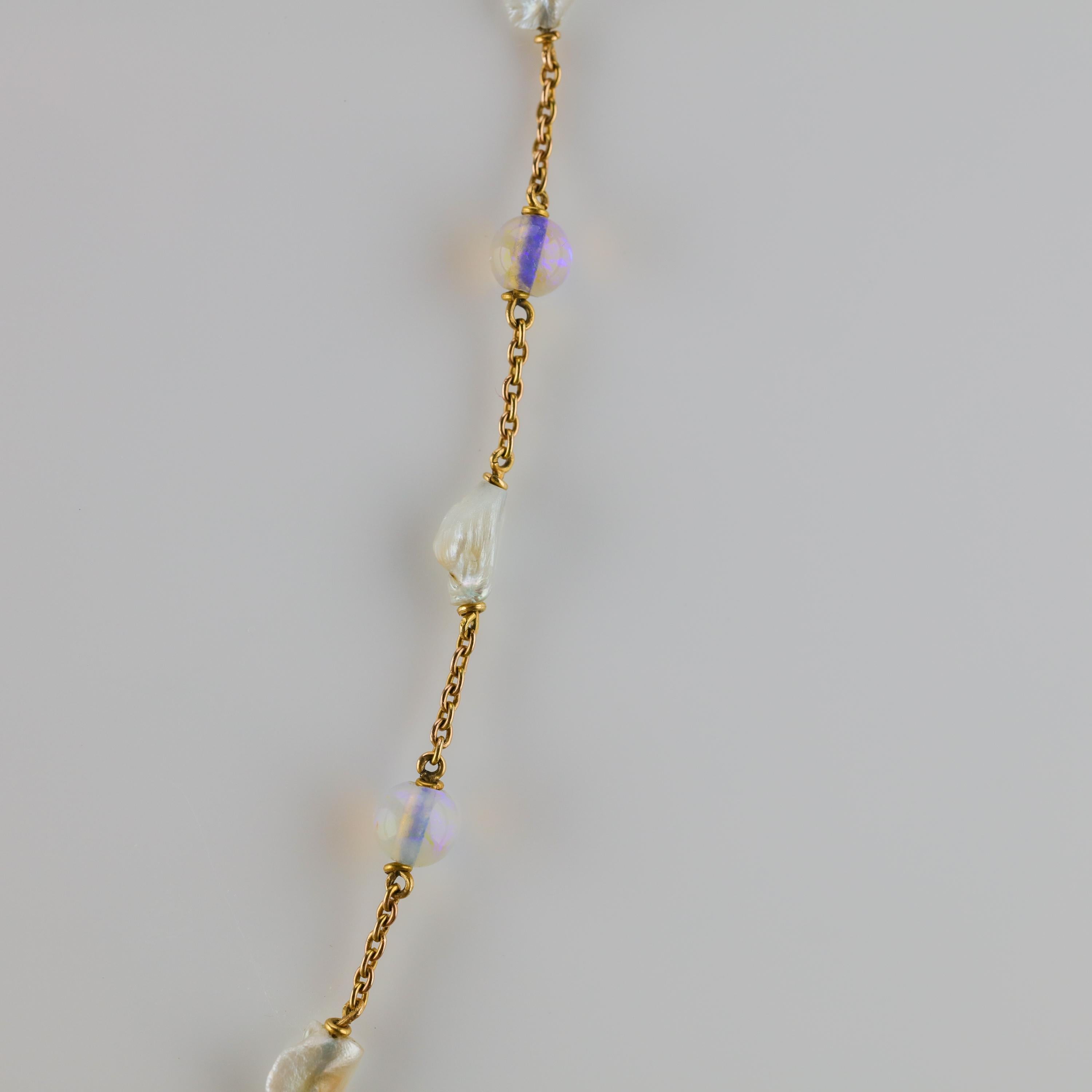 Edwardian Natural Pearl and Opal Necklace 3