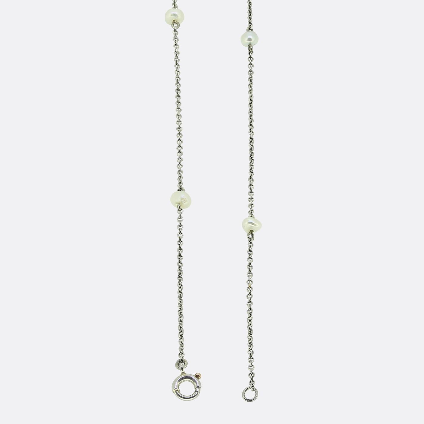 Edwardian Natural Pearl Set Chain In Good Condition For Sale In London, GB