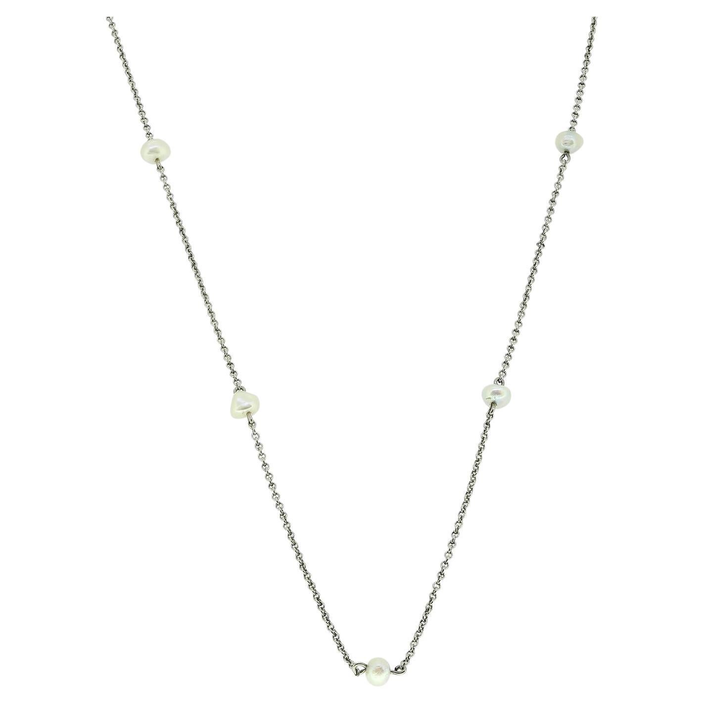 Edwardian Natural Pearl Set Chain For Sale