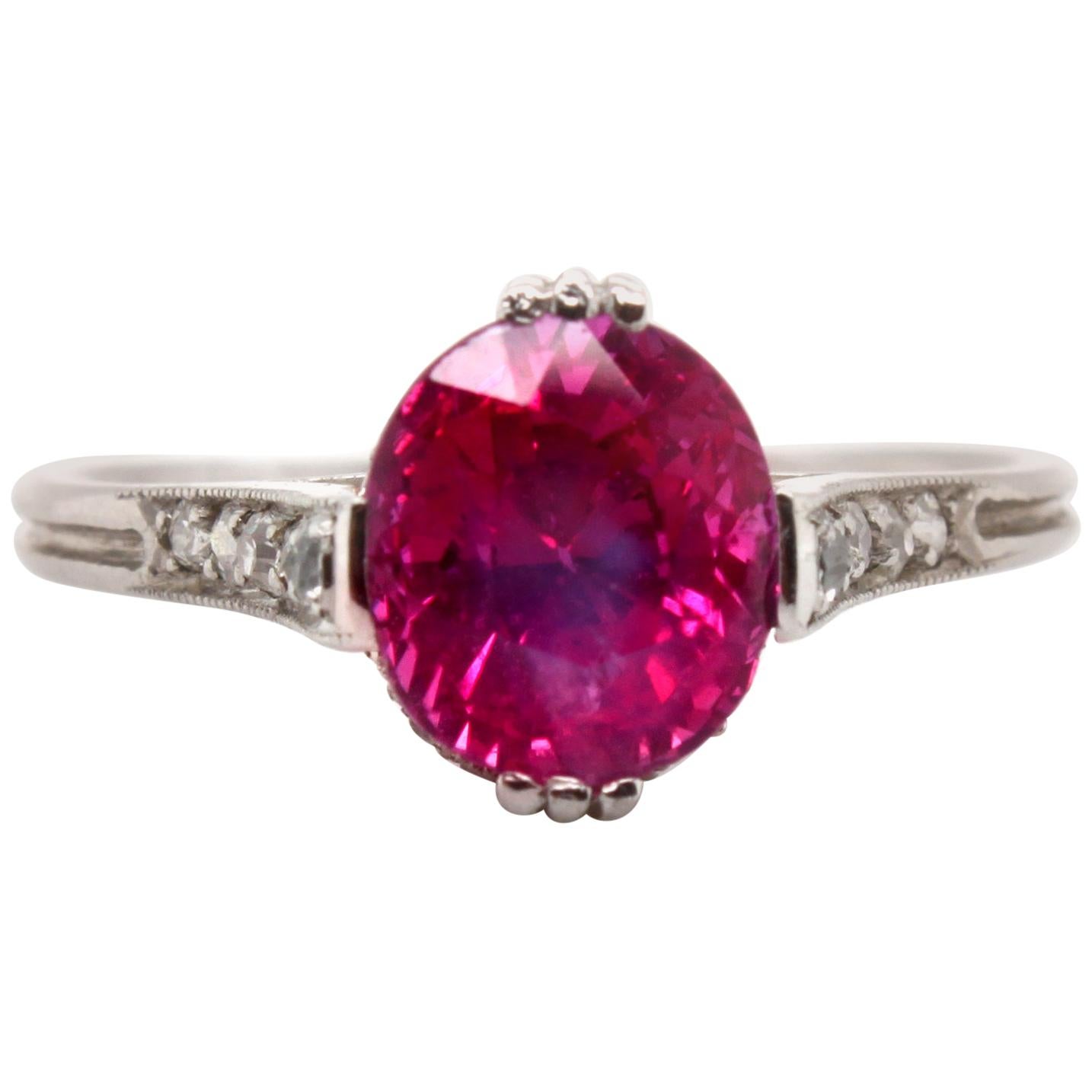 Edwardian Natural Pink Sapphire and Diamond Ring, circa 1910s at 1stDibs
