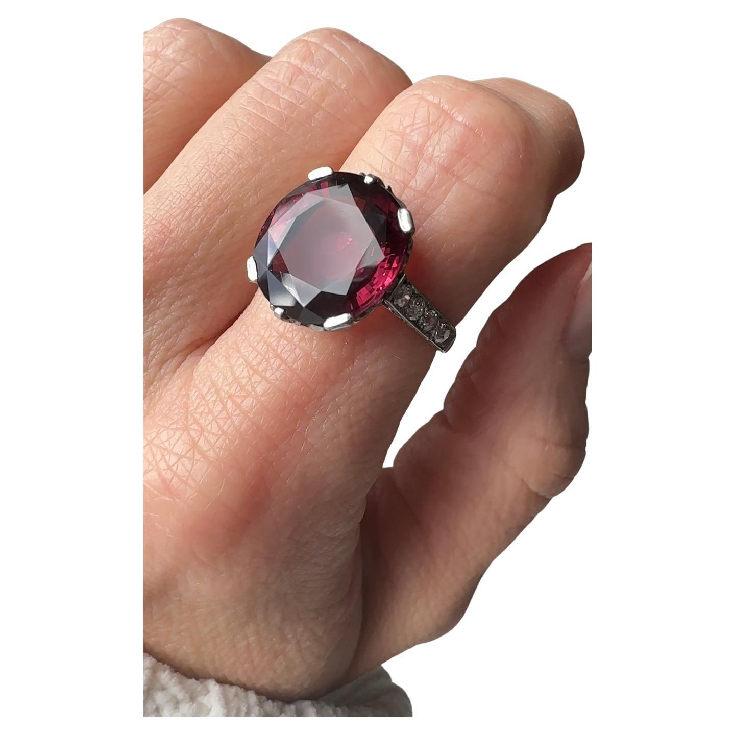 Edwardian Natural Purple Spinel and Diamond Ring For Sale