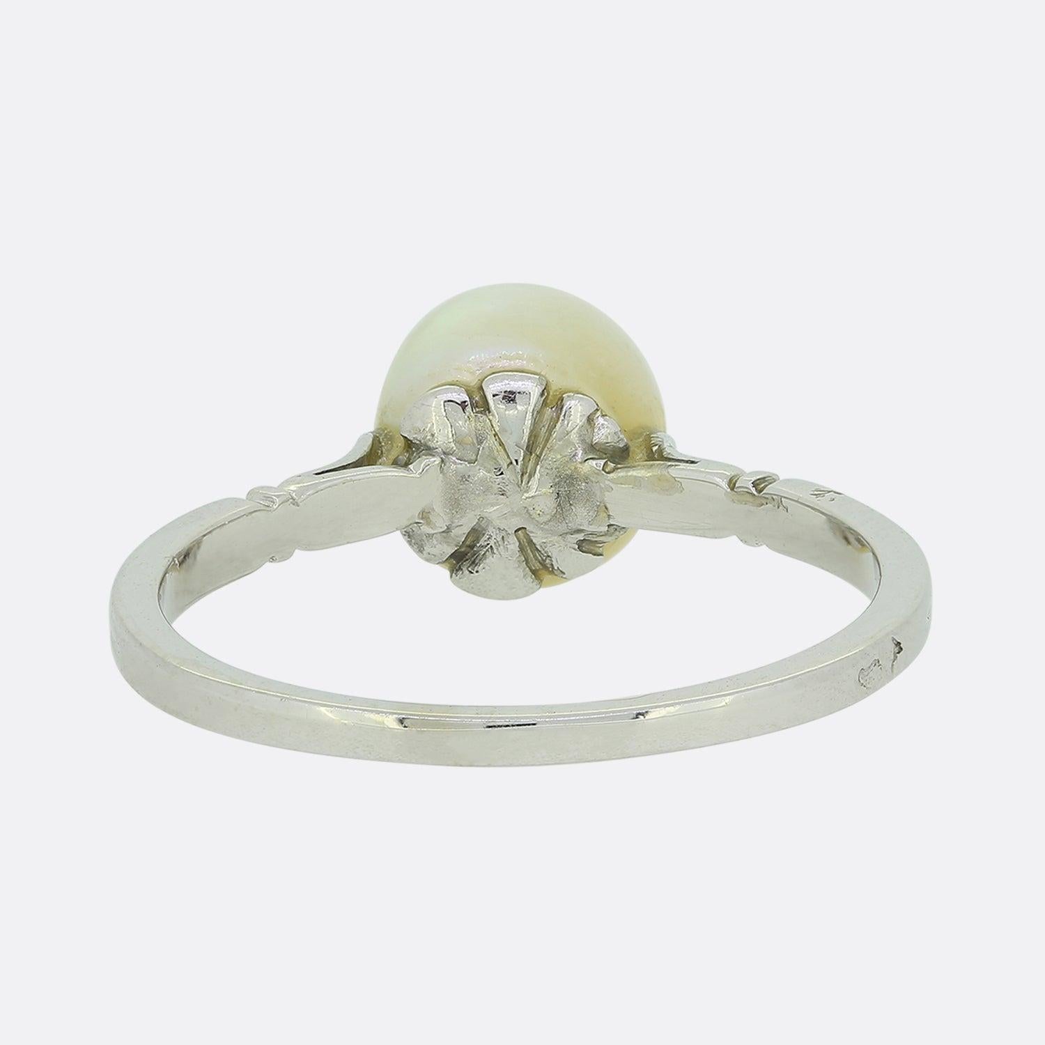 Rose Cut Edwardian Natural Saltwater Pearl and Diamond Ring For Sale