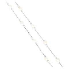 Antique Edwardian Natural Saltwater Pearl Chain Necklace in Platinum