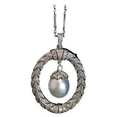 Edwardian Natural Saltwater Pearl Platinum Necklace