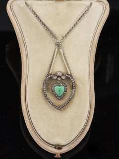 Edwardian Natural Turquoise and Diamond Necklace Brooch Koch jewelers