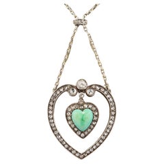 Collier Edwardien en Turquoise Naturelle et Diamants Broche Koch jewelers 