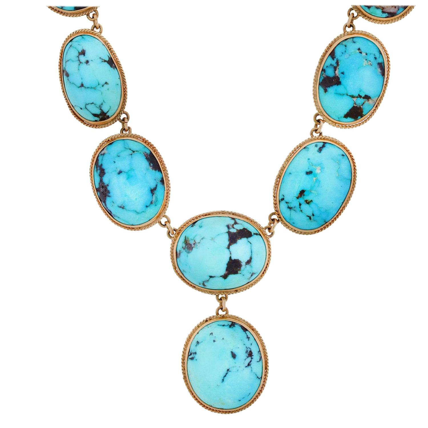 Edwardian Natural Turquoise Festoon Style Necklace