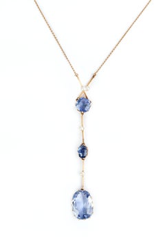 Edwardian Natural Unheated Ceylon Sapphire and Pearl Necklace, circa 1910