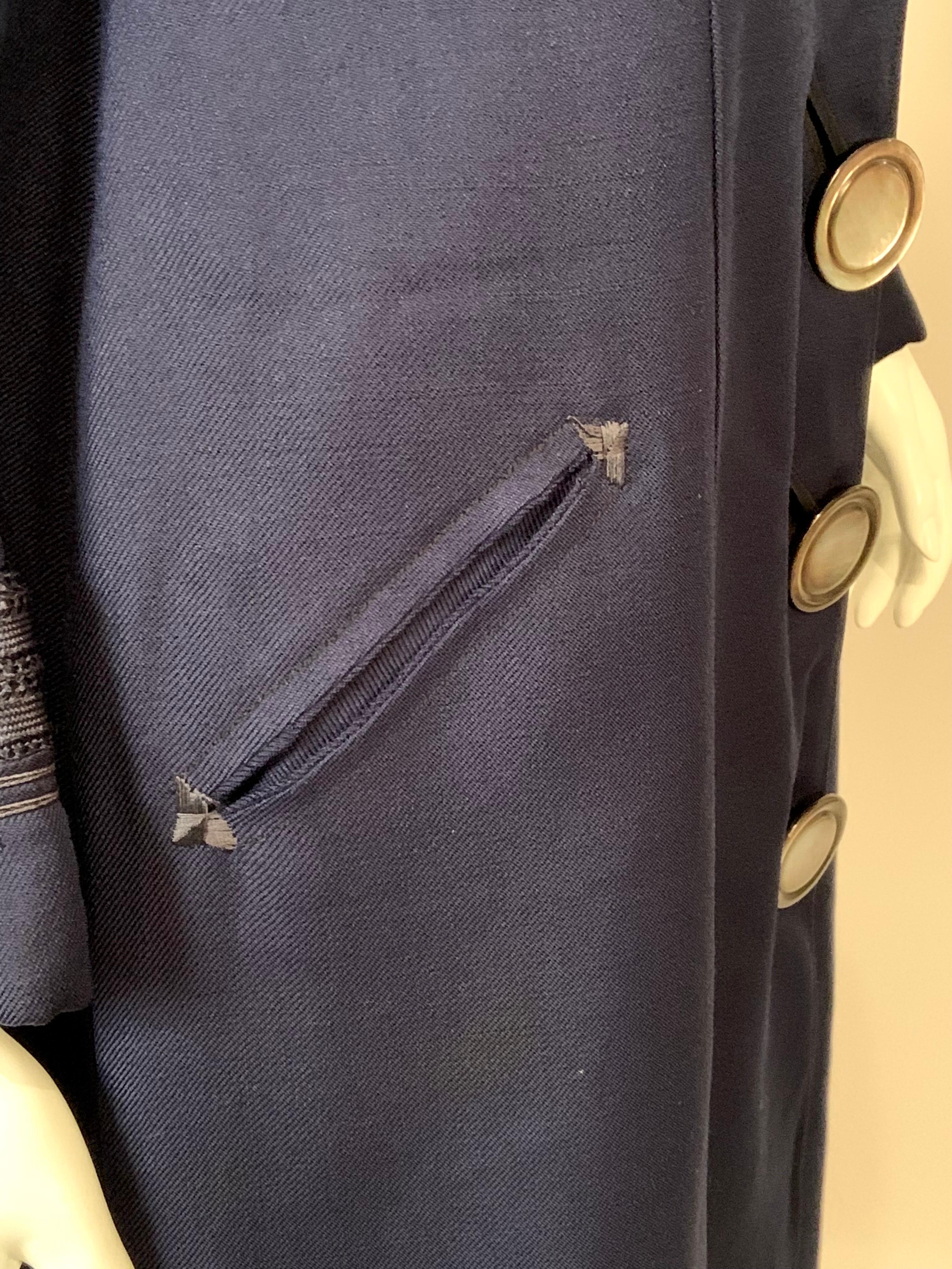 Edwardian Navy Blue Wool Coat with Braid Trim 2