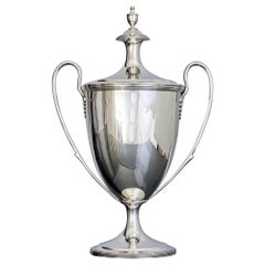 Edwardian neoclassical style sterling silver trophy cup & cover