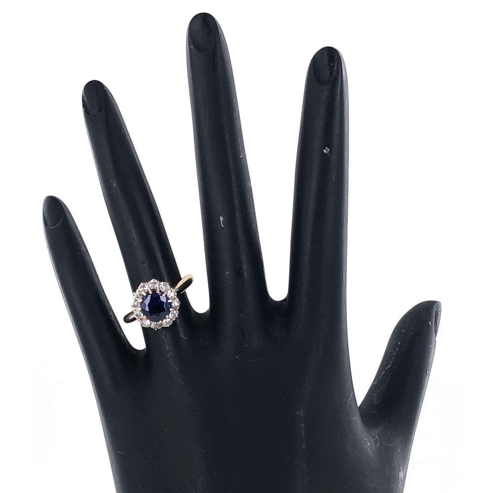 Edwardian No Heat Blue Sapphire Diamond 18 Karat Yellow Gold Ring AGL Certified 3