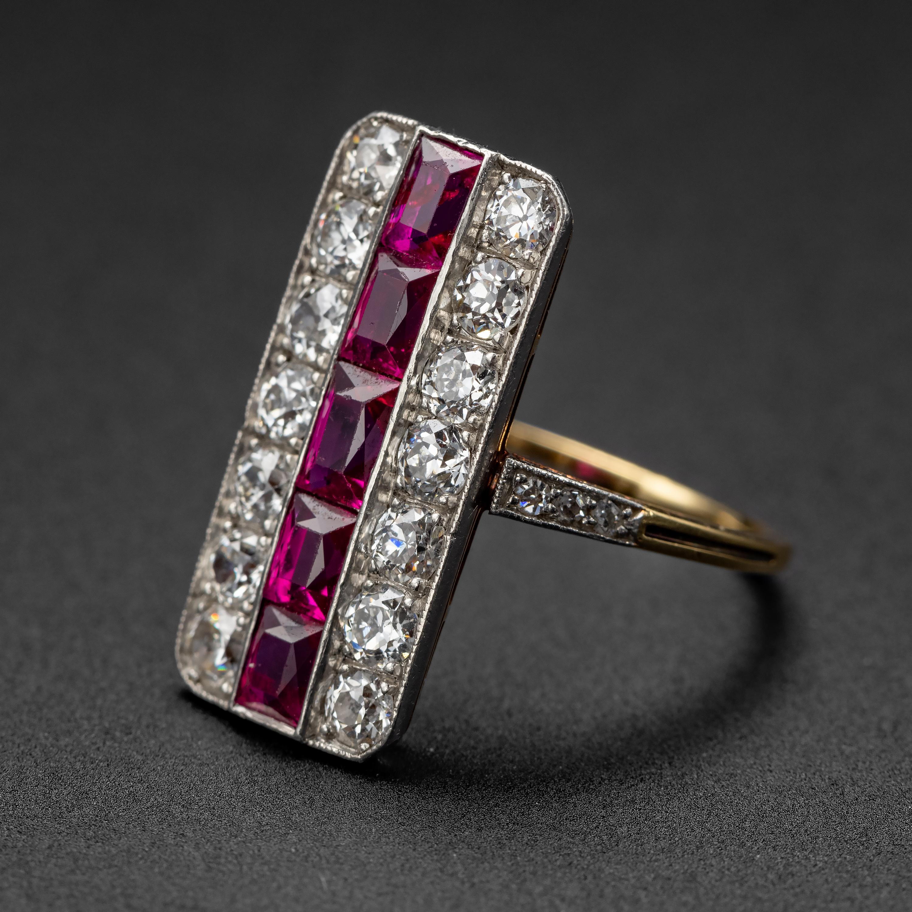 Edwardian No-Heat Burma Ruby and Diamond Ring Over 3.25 Carats In Excellent Condition In Southbury, CT