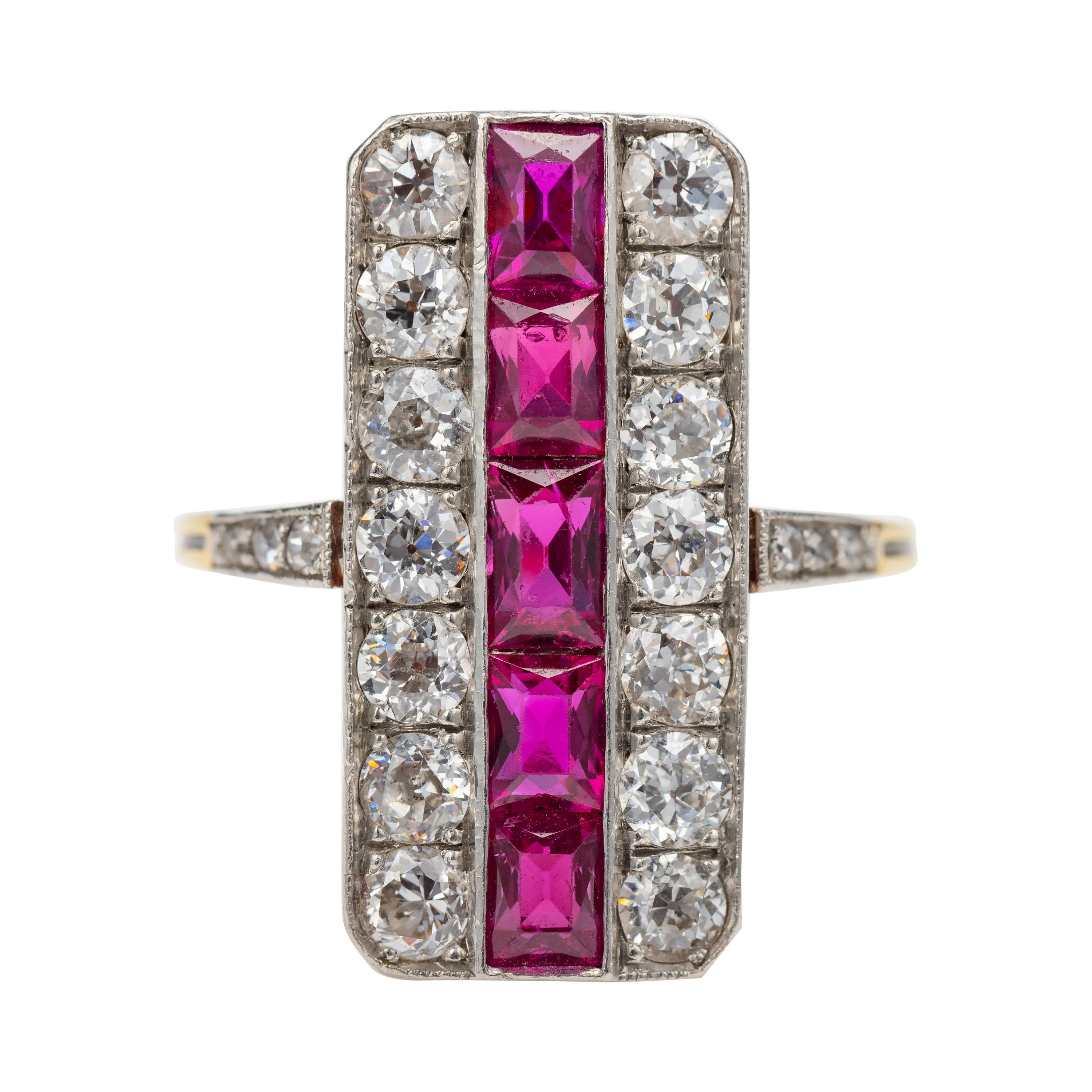 Edwardian No-Heat Burma Ruby and Diamond Ring Over 3.25 Carats