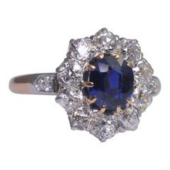 Edwardian No Heat Sapphire Diamond Gold Ring
