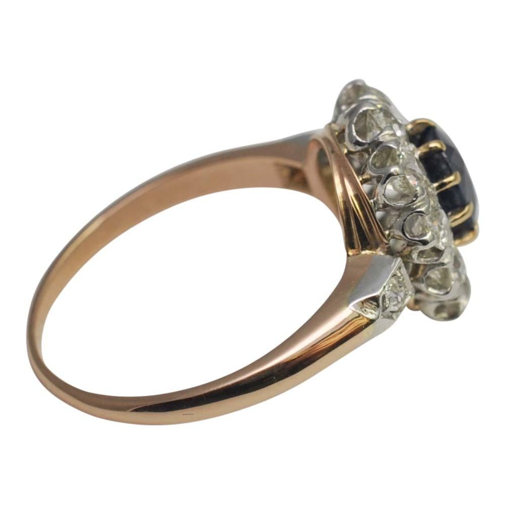 Edwardian No Heat Sapphire Diamond Gold Ring For Sale 2