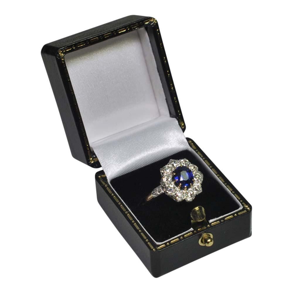 Edwardian No Heat Sapphire Diamond Gold Ring For Sale 3