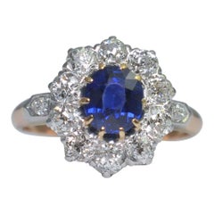 Edwardian No Heat Sapphire Diamond Gold Ring