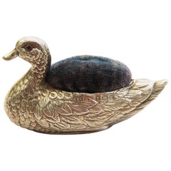 Edwardian Novelty Silver Duck Pin Cushion by Adie & Lovekin, 1906