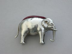 Edwardian Novelty Silver Elephant Pin Cushion, by Adie & Lovekin, 1905