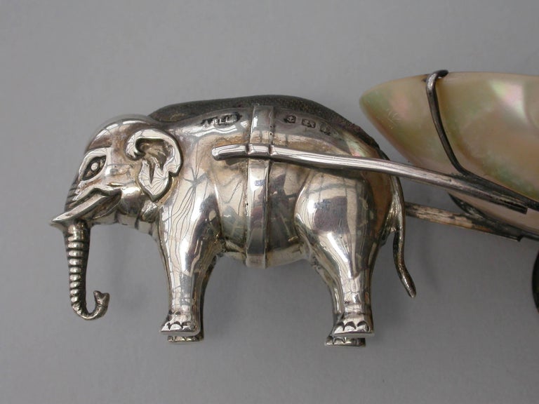 Edwardian Novelty Silver Elephant Pulling a Cart Pin Cushion Adie & Lovekin 1910 For Sale 8