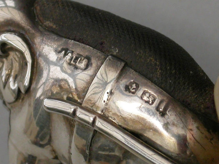 Edwardian Novelty Silver Elephant Pulling a Cart Pin Cushion Adie & Lovekin 1910 For Sale 9